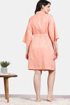 Zivame Checkered Sheen Woven Robe - Pink Sand — thumbnail 4